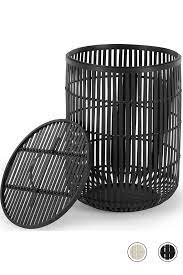 Kurino Bamboo Laundry Basket With Lid Black Laundry Basket With Lid Black Laundry Basket Bathroom Laundry Baskets