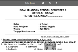 Maybe you would like to learn more about one of these? Soal Uts Bahasa Inggris Kelas 5 Sd Mi Semester 2