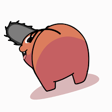 theobrobine, pochita (chainsaw man), chainsaw man, animated, highres,  tagme, among us twerk (meme), ass, ass shake, fang, from behind, full body,  meme, no humans, open mouth, simple background, solo, white background -