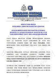 The kuala lumpur police contingent headquarters is located along jalan hang tuah. Bfm News On Twitter Pdrm Will Call Up Datuk Seri Anwar Ibrahim To Have His Statement Recorded After A List Of 12 Umno Mps Who Purportedly Support Him As The Next Prime