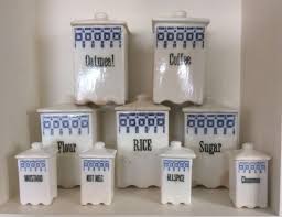 Southern living kitchen solution collection ribbed canister with spoon. White Kitchen Canisters Blue Instaimage