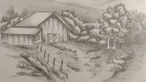 When using larger letters i find it often easier to do these by hand, plus the hand drawn look adds character to the farmhouse here is how you do it. How To Draw A Farmhouse Landscape Pencil Art Youtube
