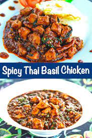 Tthis Spicy Thai Basil Chicken Is A Quick And Easy And Super Tasty Weeknight Stir Fry Diced Chi Thai Basil Chicken Vegetarian Fish Sauce Asian Stir Fry Recipe