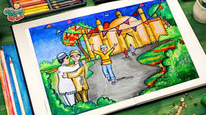 Eid Mubarak Scenery Drawing Scenery Drawing Easy Easy Drawings Art Drawings For Kids Small Canvas Art How to drawing nature and landscapes.