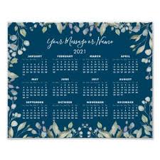 Floral Greenery 2021 Calendar Your Message Or Name Poster Zazzle Com In 2020 2021 Calendar Happy New Year Design Calendar