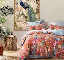 Eikei Juego de funda de edredón de jardín botánico, 100% algodón cepillado  lavado, estampado asiático chinoiserie, colorido diseño floral de ramas de  ...