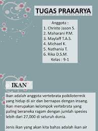 Tugas 4 prakarya kelas 9. Tugas Prakarya Ikan Laut
