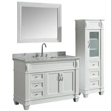 Bathroom with no linen closet vanity with linen cabinet. Hudson 48 Single Sink Vanity Set In White With Carrara Marble Top And 65 Linen Tower Cabinet Design Element