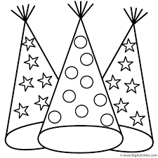 Cat in the hat coloring pages. Party Hats Coloring Page New Years