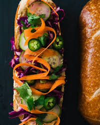Halve slices of drained tofu and toss in cornstarch to lightly coat. Vegan Banh Mi Sandwich A Couple Cooks