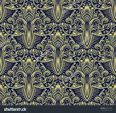The hand drawn elements on the seamless patterns work together for a coordinating collection that has the wow factor. Damask Seamless Pattern Repeating Background Yellow Blue Floral Ornament In Baroque Style Background Vintage Seamless Patterns Stock Images Free
