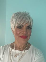 This is me. Just turned 59 in August and stopped coloring my hair in  December 2019. It's been all kinds of lengths from shoulder to loose bob,  to French bob, to this