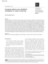 Developing Tactics For Listening Third Edition Audio Free Download Pdf Listening Without Ears Artificial Intelligence In Audio Mastering