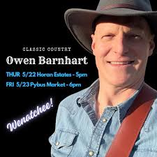 Two free live-music events in Wenatchee this week. Classic Country,  acoustic and original compositions. 🎶🤠☀️ More info: www.owenbarnhart.com