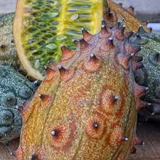 With its spiky, orange exterior and seedy, green flesh, the african horned cucumber may look a bit otherwordly to those. Kiwano African Horned Cucumber
