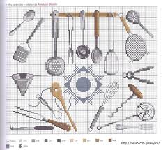 0 Point De Croix Grille Et Couleurs De Fils Ustensiles De Cuisine En Inox Par Monique Bonnin Cross Stitch Patterns Cross Stitch Designs Cross Stitch