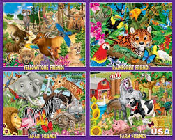 Animal Friends 4 In 1 Box 100 Piece Puzzle By White Mountain Puzzles Animals Friends Animals Jigsaw Puzzles For Kids