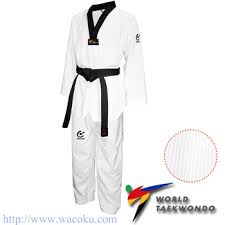 Wacoku Black V Ribbed Taekwondo Dobok Uniform Wt Approved