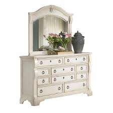 Some wear at bottom and corners as shown in pictures. Heirloom Antique White 10 Drawer Triple Dresser And Mirror 2910 Tdlm