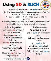 Using So And Such Examples Sentences English Grammar Here English Phrases English Grammar Rules Learn English Words