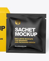 Download Paper Box With Matte Sachet Mockup In Box Mockups On Yellow Images Object Mockups PSD Mockup Templates