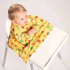 Bibado Baby Weaning High Chair Coverall Bib Bottom fits over most highchair tables to catch spills. bibado baby weaning high chair coverall bib