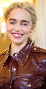 Pin By Charani Kayina On Celeb Emilia Clarke Celebs Red Leather Jacket Leather Jacket
