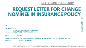 The most common scenario for a name change is that of women taking on their husband's last name, post marriage. Request Letter For Change Nominee In Insurance Policy Letters In English