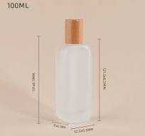 100ml Glass Cylinder Lotion Pump Bottle with Wood Cap ...