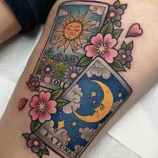 It depicts card characters as tattoos. Sun And Moon Tattoos Meaning And 47 Best Design Ideas Saved Tattoo