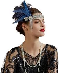 Amazon.com: BABEYOND Women's Ostrish Feather Crystal Teal Headband Wedding  Bridal Feather Headband Flapper Headpiece 1920s