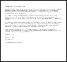 Math Teacher Recommendation Letter Example Letter Samples Templates