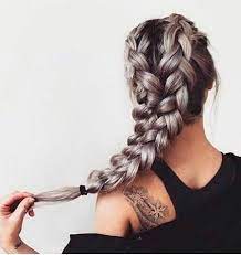 Double Dutch Braids Dark Silver Color Long Hair Hairstyles Shoulder Tats Cool Hairstyles Hair Inspiration New Braided Hairstyles