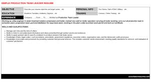 He or she will look for a candidate who is trustworthy of the . Production Team Leader Job Letter Resume Template 40018