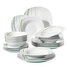 We did not find results for: Buy Veweet 24 Piece Porcelain Dinnerware Set Ivory White Green Stripe Patterns Plate Sets Service For 6 Dinner Plate Salad Plate Soup Plate Aviva Series Online In Kuwait B07qf87bg8