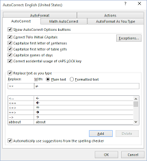 How To Use Autocorrect Substitutions For Fast Typing Of Greek Alphabet And Mathematical Symbols Microsoft Word 2016