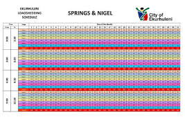 From, to, 1, 2, 3, 4, 5, 6 . Load Shedding Schedules