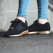 Black And Gold Adidas Zx Flux Womens Adidas Zx Flux Trainers Black And Copper Gold Rematch Adidas Zx Flux Women Adidas Women Casual Sport Shoes