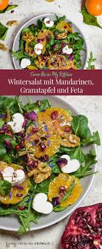 Wintersalat Mit Mandarinen Granatapfel Und Feta Rezept Wintersalat Rezepte Mit Feta Leckere Salate