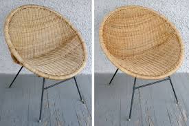 Pair Of Vintage Modern Calif Asia Rattan Wicker Hoop Chairs Wrought Iron Legs Antique Wicker Chairs Wicker Chairs Vintage Style Furniture