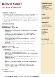 All resume and cv templates are professionally designed, so you can focus on getting the job and not worry about what font looks best. Mechanical Foreman Resume Samples Qwikresume