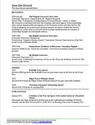 The job seeker is targeting a position in secondary or higher education teaching. Academic Cv Examples Vitae Website