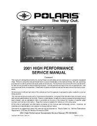 2001 Polaris Indy 600 Xc Sp Snowmobile Service Repair Manual