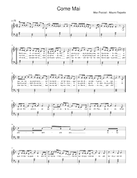 Nessun rimpianto nessun rimorso soltanto certe volte capita che appena prima di dormire mi sembra di sentire il tuo ricordo che mi bussa e mi fa male un po'. Come Mai Sheet Music For Piano Solo Musescore Com