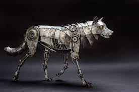 Andrew Chase S Spectacular Lion And Wolf By 42concepts Steampunk Animals Wolf Sculpture Robot Animal