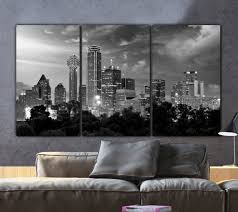 Black And White Skyline Canvas Dallas Skyline Black White Canvas Art Large Canvas Art White Canvas Art Canvas Set