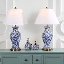 Amelie Floral 29 Table Lamp Set In 2020 Blue And White Lamp Table Lamp Sets Lamp Sets