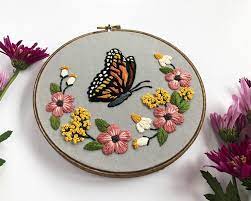 Stitch your flower patterns with handiworks. Monarch Butterfly Embroidery Pattern Beginner Embroidery Pattern Pdf Embroidery Pattern 6 Embroidery Hoop Diy Decor Modern Embroidery In 2021 Diy Embroidery Patterns Embroidery Patterns Floral Embroidery Patterns