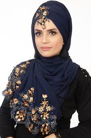 Aise Tesettur Lacivert Gupurlu Hazir Bandana Sal 1 Basortusu Moda Stilleri Payet