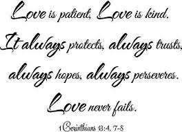 1 Corinthians 13 4 7 8 Love Is Patient Love Is Kind Love Never Fails Wall Saying Bible Vinyl Wall Art Decal Love Is Patient Wall Quotes Love Never Fails